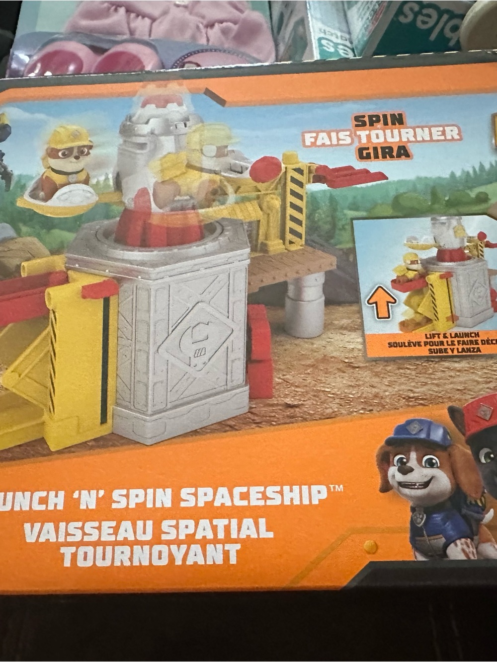 Paw Patrol Launch 'N' Spin Spaceship Playset - Orange Yellow Gray
